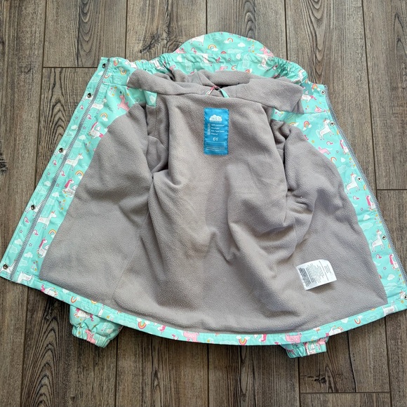 Jan & Jul Kids Waterproof Rain Jacket Unicorn Print Size 6Y Fleece Lined - Picture 4 of 8